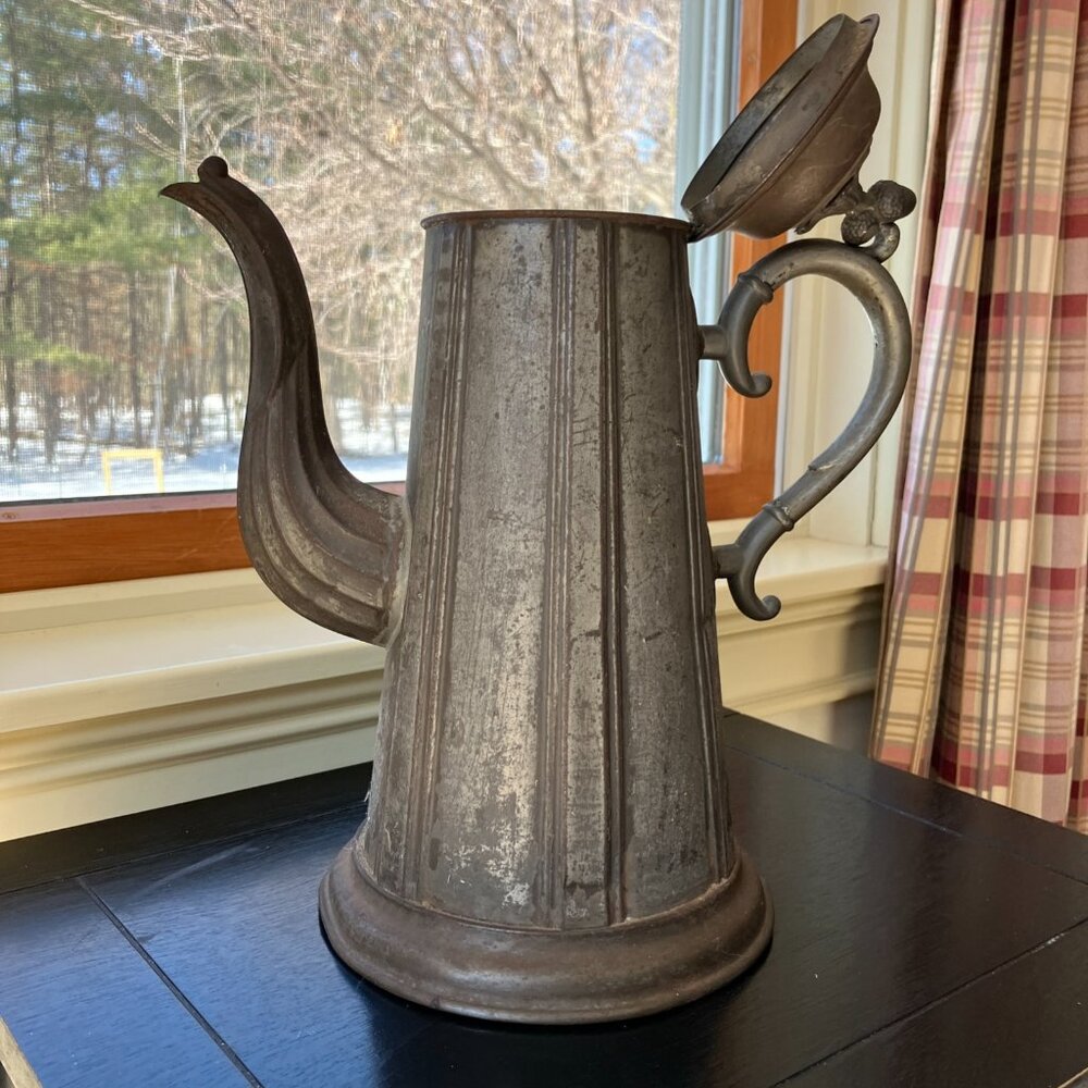 Antique Pewter Coffee Pot 11.5"h Farmhouse Country Americana Rustic Primitive - Picture 7 of 12